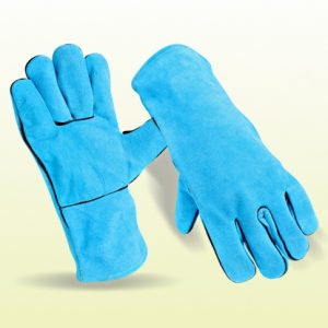 Sky blue welding gloves