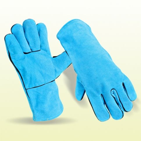 Sky blue welding gloves